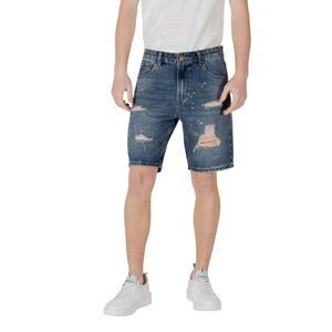 Gianni Lupo Distressed Denim Shorts Ripped Men light blue
